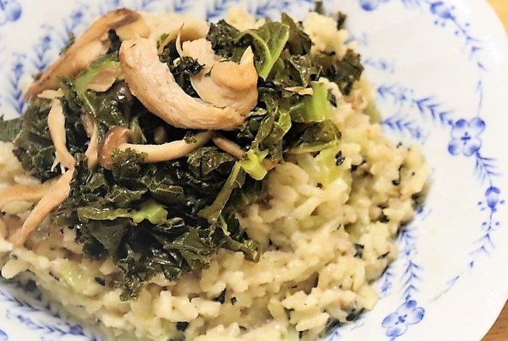 ケールとシャンピニオンのリゾット